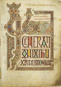 Folio 27r from the Lindisfarne Gospels, Incipit to the Gospel of Matthew