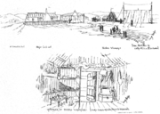 Sketch of Mary Seacole's "British Hotel" in Crimea, by Lady Alicia Blackwood (1818–1913), a friend of Florence Nightingale who resided in the neighbouring "Zebra Vicarage".