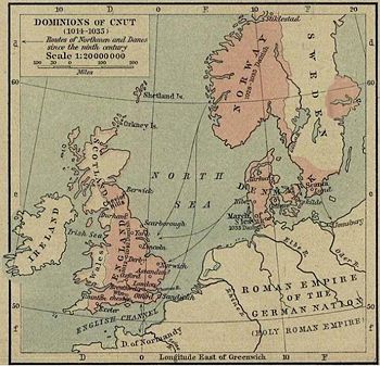 Canute the Great's domains, a northern empire of a Viking king