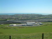 The British terminal at Cheriton in west Folkestone, from the Pilgrims' Way.