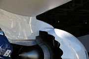 The engine pods on the 787 feature chevron edges to reduce noise.