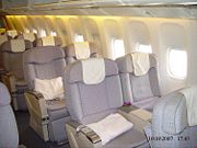 Business Class Cabin Of Emirates Airline Boeing 777-200.