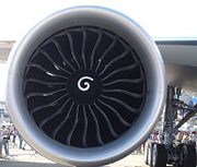 A GE90 engine mounted to a 777-200LR.
