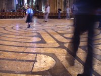 Walking the famous labyrinth within the Chartres Cathedral.