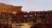 Interior of the Colosseum, Rome. Thomas Cole, 1832. Note the Stations of the Cross around the arena and the extensive vegetation, both removed later in the 19th century.