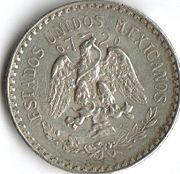 A silver Mexican peso.