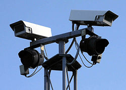 Closed-circuit television cameras such as these can be used to take the images scanned by automatic number plate recognition systems