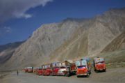 Tata Motors, which has major presence India as seen at a roadside truck stop in Ladakh, is looking to expand its business globally.