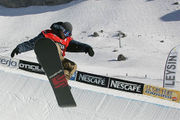 Snowboarder in a half-pipe