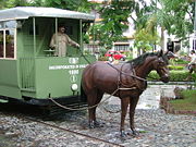 Horse drawn trams in Calcutta (now Kolkata), India - Life size model at City Centre arcade