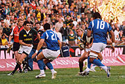 Samoa (blue) vs. South Africa at the 2007 Rugby World Cup.