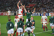 Ireland playing Georgia in the 2007 Rugby World Cup.