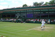 Sébastien Grosjean takes a shot on Court 18 during the 2004 championships