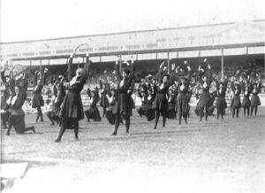 1908 Summer Olympics in London: Display of the British women's gymnastics team