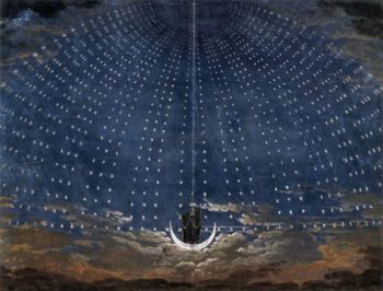 The arrival of the Queen of the Night. Stage set by Karl Friedrich Schinkel (1781-1841) for an 1815 production