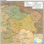 A physical map of the Kashmir region