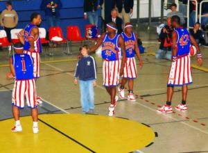 Globetrotters playing with spectators