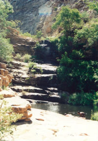 Children playing in Moremi Gorge east of Palapye.