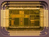 Microprocessors are miniaturized devices that often implement stored program CPUs.