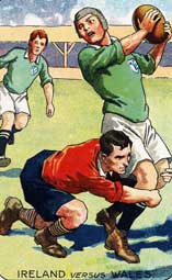 Ireland versus Wales. (1920s illustration)