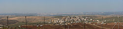 Panoramic view toward Tel Aviv from the Settlement Peduel in the west bank, the Green line passes less than 20 km (12 mi) from central Tel Aviv