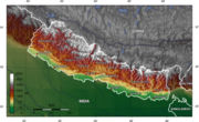 Topographic map of Nepal.