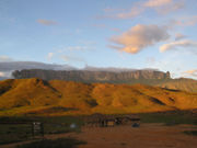 Monte Roraima, a tepui in Canaima National Park in southeastern Venezuela. The park lies atop the Guiana Shield; its Precambrian geological formations rank among the world's oldest.