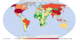 Per country greenhouse gas emissions in 2000, including land-use change.