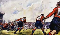Starting An Attack: painting of the England versus Wales rugby match at Twickenham in 1931.