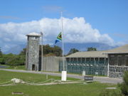 Prison Buildings on Robben Island, the holding place of several anti-apartheid fighters including Nelson Mandela, who was imprisoned there for eighteen years. Robben Island is now a UNESCO World Heritage Site