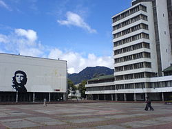 Che Square (or Santander Square), campus of the National University of Colombia in Bogotá. The National University is the largest state owned university in Colombia.
