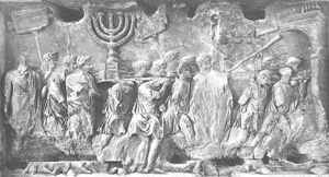 The Arch of Titus depicts enslaved Judeans and objects from the Temple being brought to Rome.