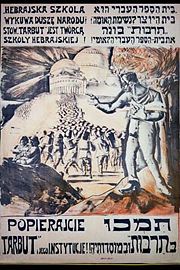 Poster from the Zionist Tarbut schools of Poland in the 1930s. Zionist parties were very active in Polish politics. In the 1922 Polish elections, Zionists held 24 seats of a total of 35 Jewish parliament members.
