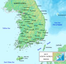 General map of South Korea.