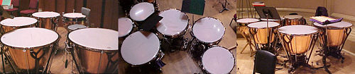 Walter Light pedal and chain timpani set up in three different combinations.
