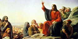 A 19th-century painting by Carl Heinrich Bloch depicts Jesus preaching the Sermon on the Mount.