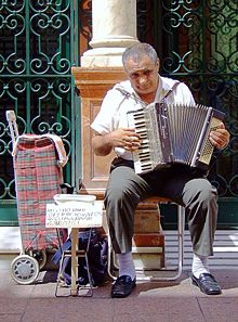 An accordion player in Seville, Spain.