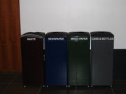Trash and recycling cans are often separated by type