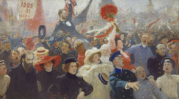 A scene from the First Russian Revolution, by Ilya Repin.