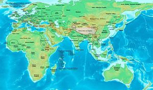 Eastern Hemisphere at the end of the 9th century AD.