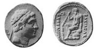 Coin depicting the Greco-Bactrian king Euthydemus (230–200 BC)