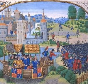 Richard II meets with the rebels in a work from Jean Froissart's Chronicles