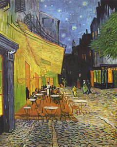 The Café Terrace on the Place du Forum, Arles, at Night, painted in 1888. Oil on canvas by Vincent van Gogh.