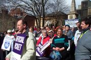 A rally of the trade union UNISON in Oxford during a strike on 2006-03-28.
