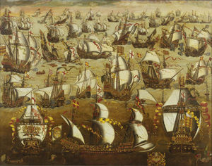 The Spanish Armada leaving the Bay of Ferrol (1588)