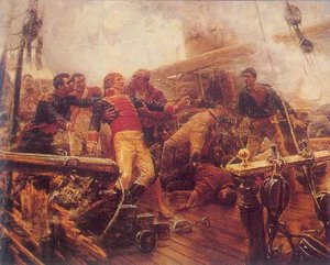 Churruca's Death, oil on canvas about the Battle of Trafalgar by Eugenio Álvarez Dumont, Prado Museum