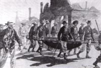 Admiral Seymour returning to Tianjin with his wounded men, on June 26.