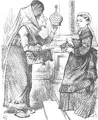 An 1876 political cartoon of Benjamin Disraeli (1804–1881) making Queen Victoria Empress of India. The caption was "New crowns for old ones!".