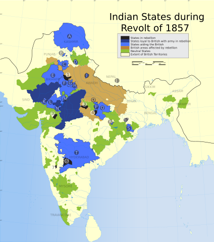 Image:Indian revolt of 1857 states map.svg