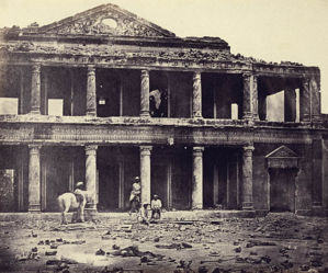 Secundra Bagh after the slaughter of 2,000 Rebels by the 93rd Highlanders and 4th Punjab Regiment. Albumen silver print by Felice Beato, 1858.